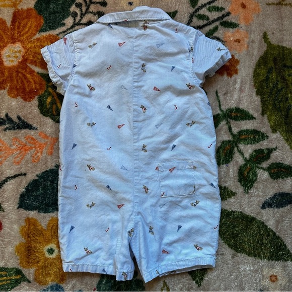 Janie and Jack Baby Boy Light Blue Pin Striped Romper - 12-18 months - Picture 2 of 5
